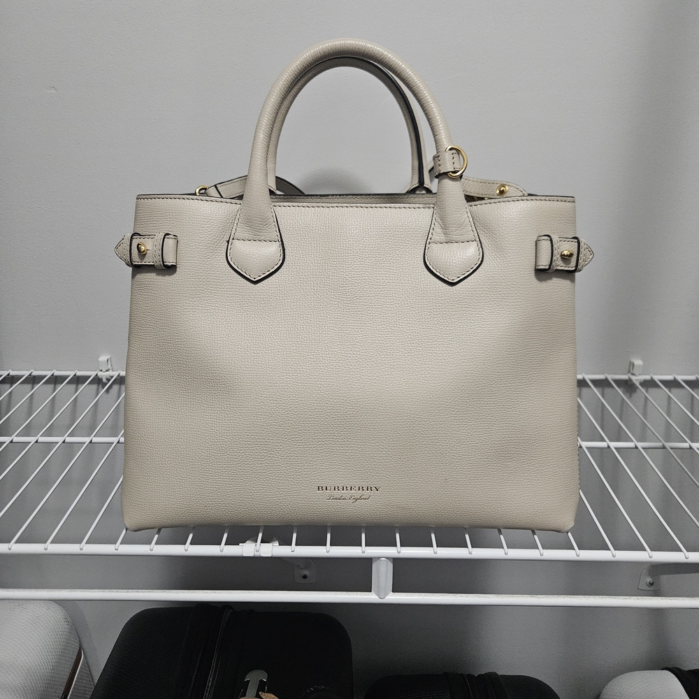 Burberry Cream Shoulder Bag with Gold Accents